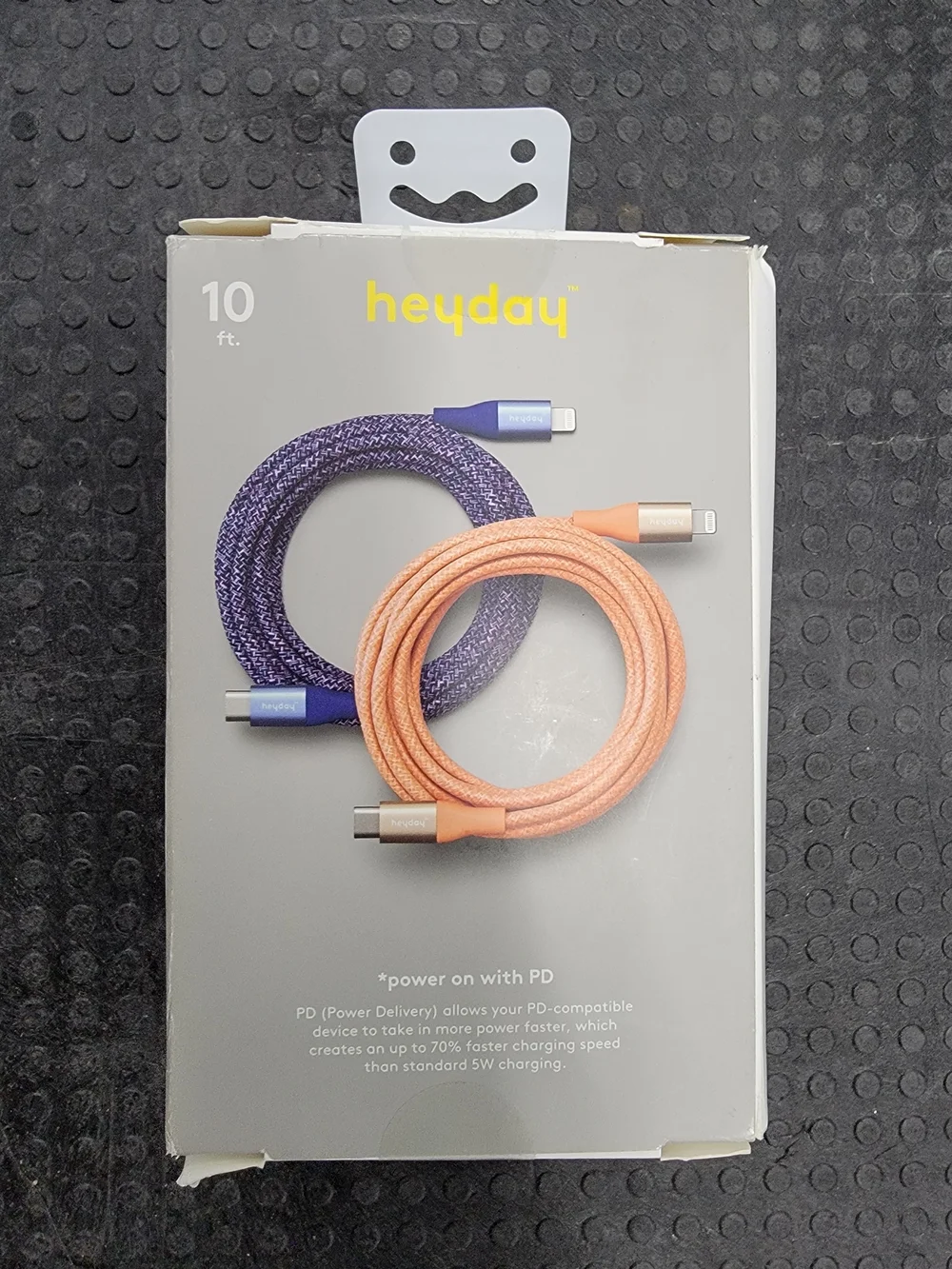 Heyday Lightning to USB-C Braided Cable Duo in Orange & Purple, 10ft